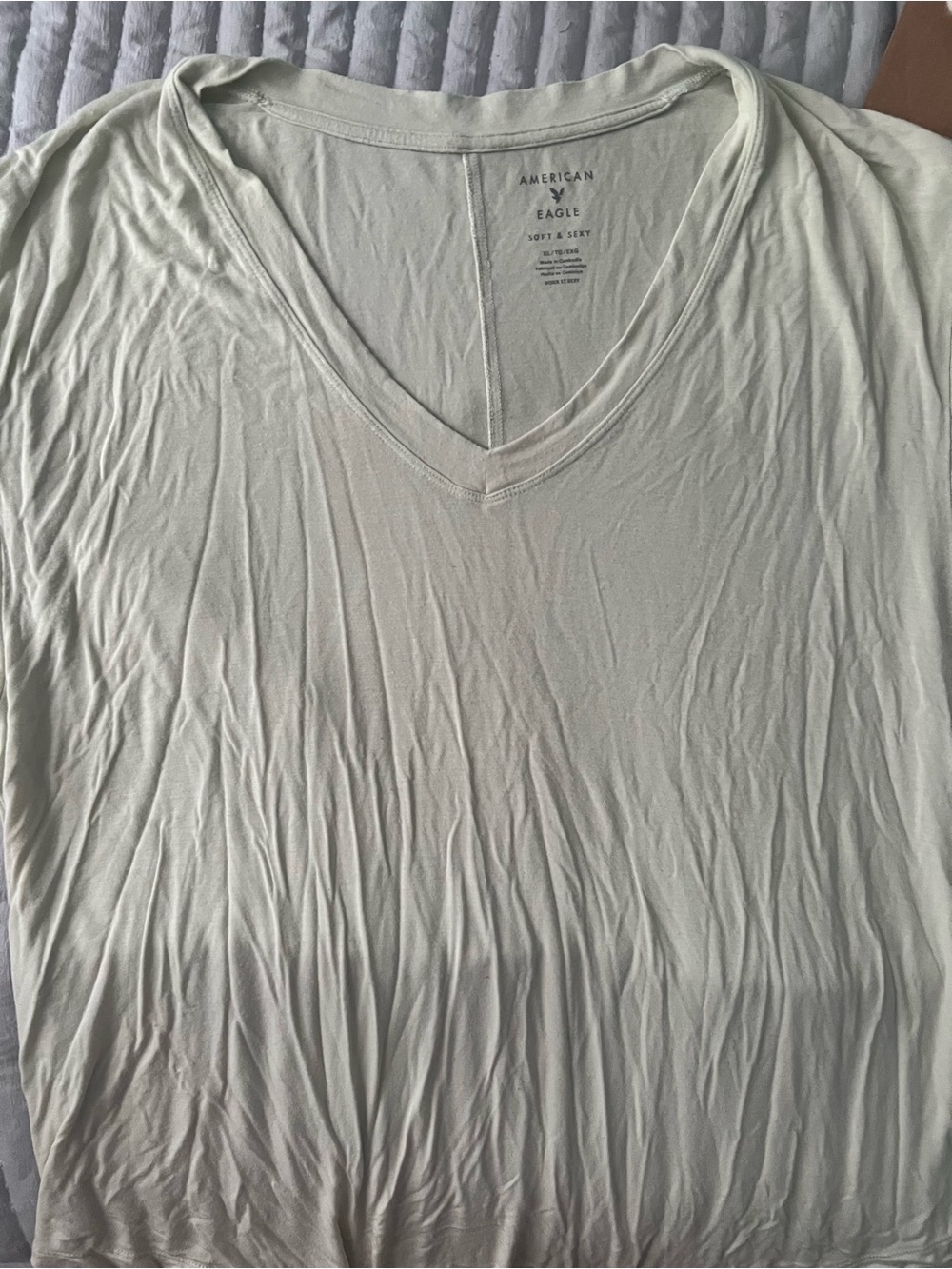 American Eagle Outfitters Soft & Sexy V-Neck Tee in Sage Green